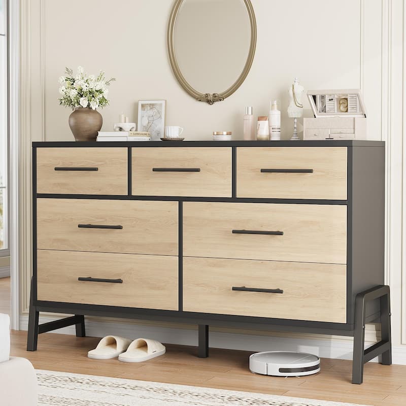 4/6/7 Drawer Dresser for Bedroom, Freestanding Wooden Storage Chest - 7-drawer - Black