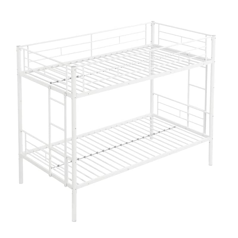 Full Over Full Metal Bunk Bed with Trundle, No Box Spring Required, Easy Assembly, Sturdy Steel Frame