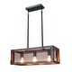 preview thumbnail 6 of 6, Anmytek 3-Light Rustic Rectangle Wood Chandelier - Island Light for Dining Room & Kitchen Island - 23.75''L×9.75''W×47''H