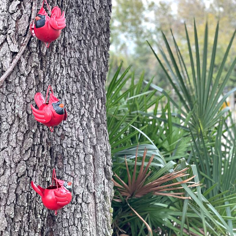 85-Inch Metal Rain Chain - 7 Red Cardinal Birds - Weighted Bell - - 4 X 85 X 5.5 inches