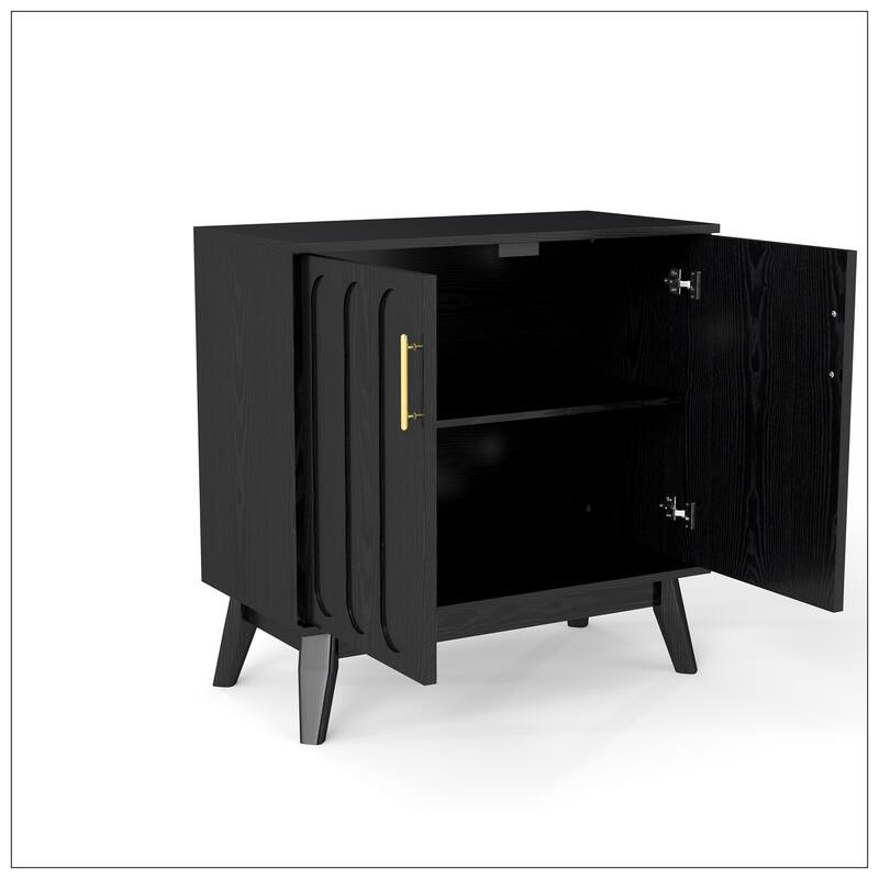 Mid Century Modern Fluted Sideboard Cabinet with Adjustable Shelves