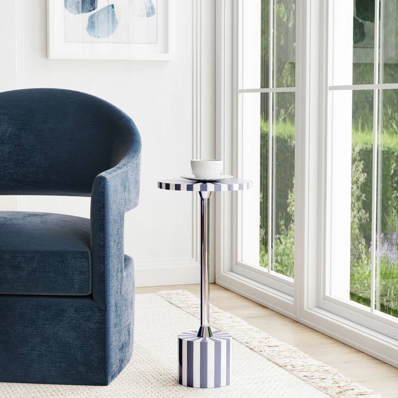 Zane Brass and Bone Inlay Side Round Side Table