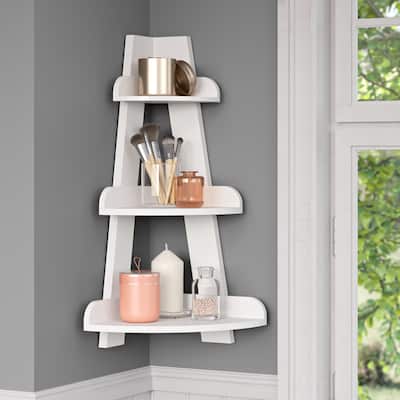 RiverRidge Amery 3-Tier Corner Shelf Display Stand for Bathrooms, Offices, and Laundry Rooms