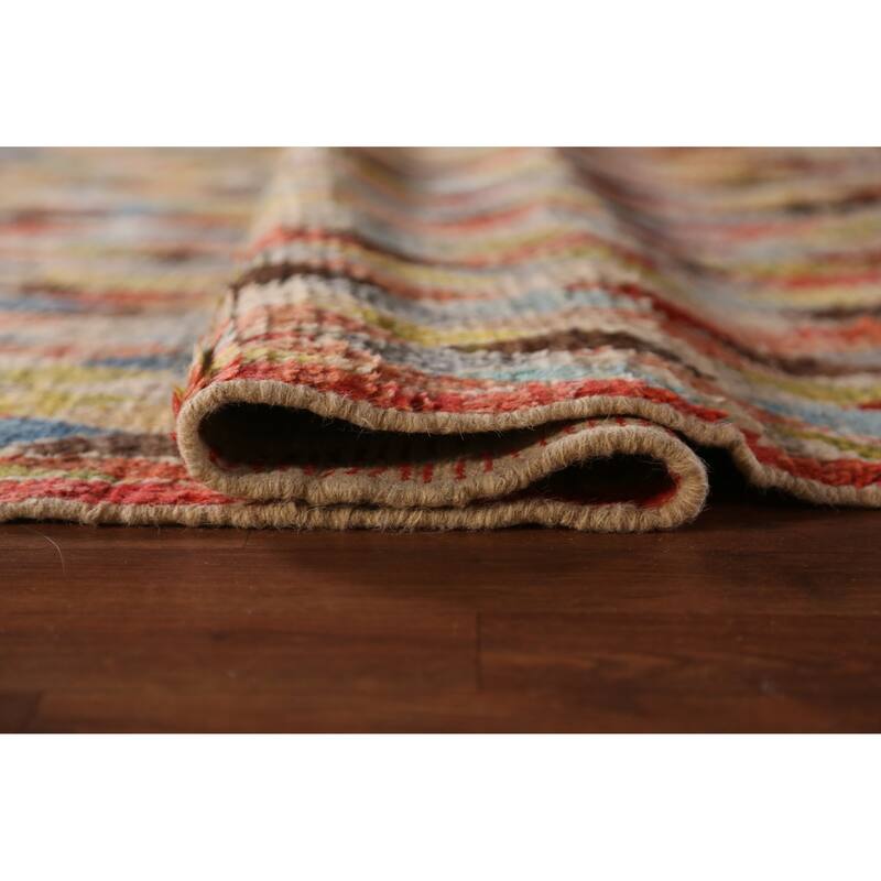 All-Over Trellis Geometric Moroccan Oriental Rug Handmade Wool Carpet - 6'7" x 9'11"