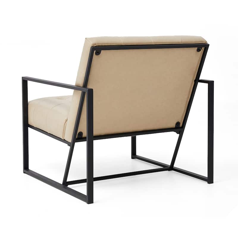 Glitzhome Set of 2 29.25"W Mid-Century PU Leather Tufted Accent Chairs