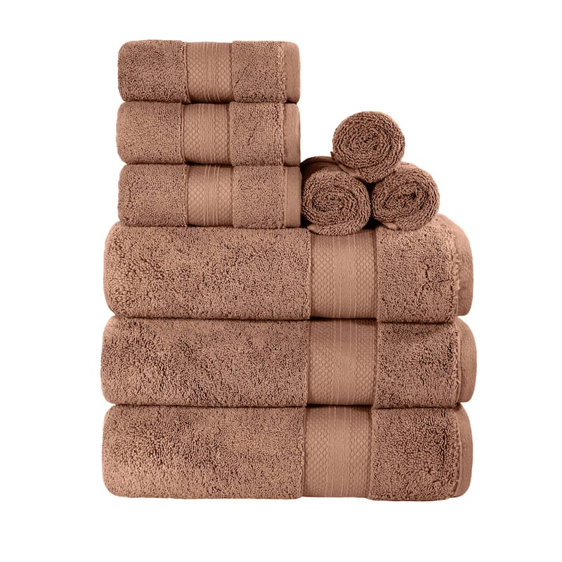 Superior Turkish Cotton 9 Piece Solid Plush Heavyweight Towel Set