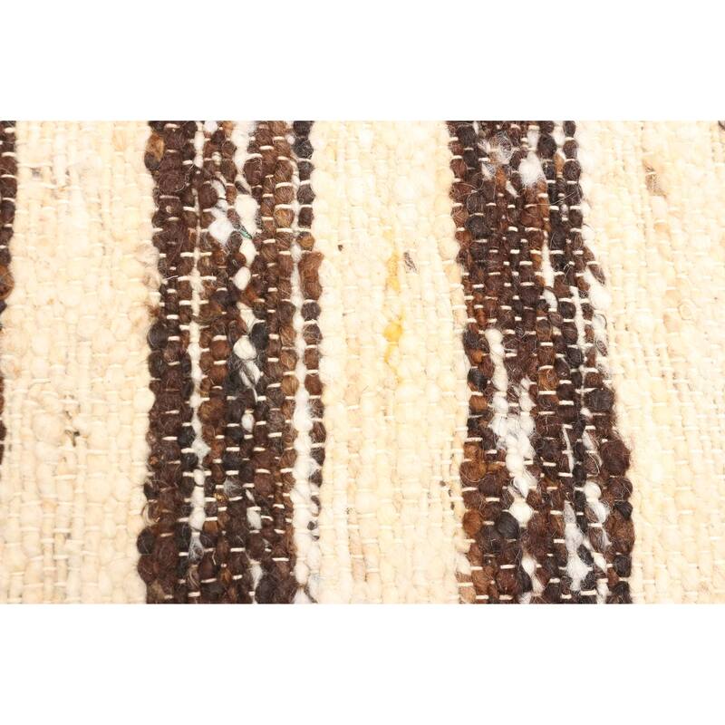 ECARPETGALLERY Braid weave Sienna Beige Wool Rug - 5'5 x 7'3