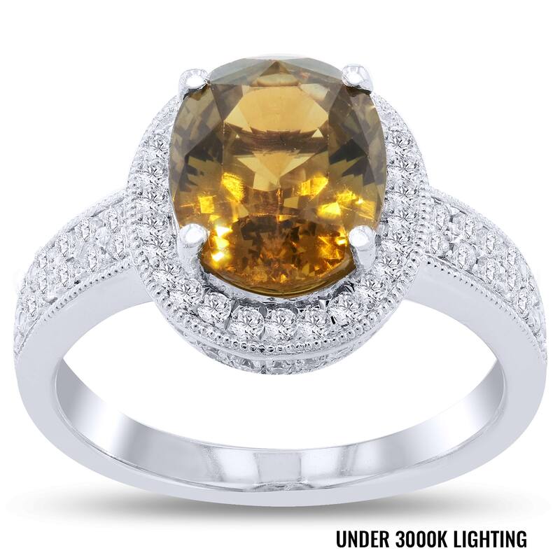 Auriya Platinum Vintage 3 7/8ct Alexandrite and 1/2ct TDW Diamond Halo Engagement Ring