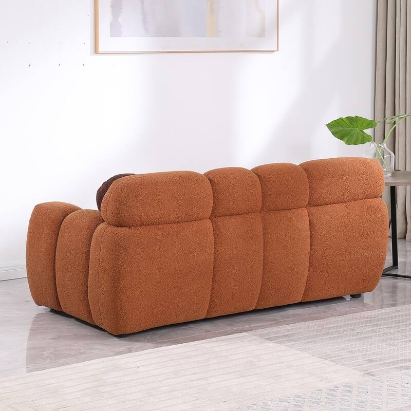 3 Seat Boucle Sofa with Two Pillows