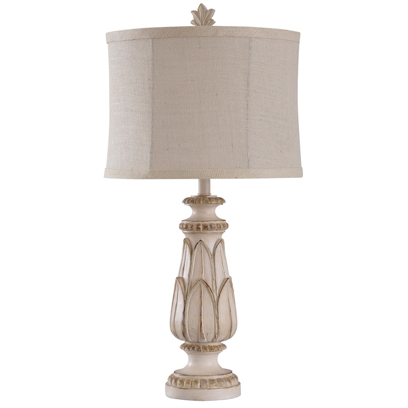 Antique Cream - Traditional Table Lamp - Cream Finish - Beige Shade - Mackinaw
