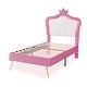 preview thumbnail 24 of 68, Modern Upholstered Princess Bed with Crown Headboard