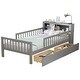 preview thumbnail 38 of 37, Twin Size Bed with Headboard Storage Rack, Two Under-Bed Drawers, Three-Side Guardrails for Safety and Security