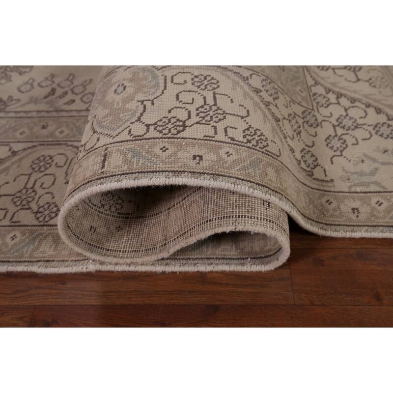 Distressed Tabriz Vintage Persian Rug Handmade Wool Carpet - 6'7" x 9'6"