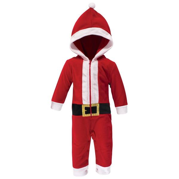 slide 1 of 1, Hudson Baby Infant Fleece Jumpsuits, Coveralls, and Playsuits 1pk, Santa 0 - 3 Months - Red