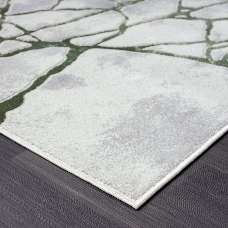 Abani Atlas Collection ATL200B Contemporary Web Grey Green Area Rug