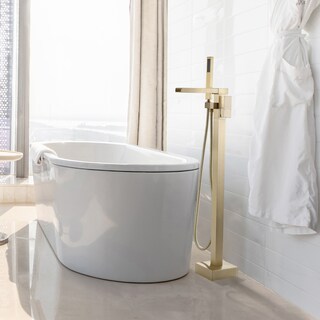 Floor Mounted Waterfall Tub Spout with Diverter and Handshower