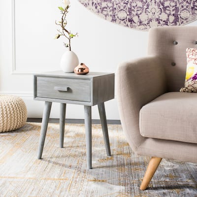 SAFAVIEH Lyle Slate Grey 1-drawer Side Table - 15.8" x 11.8" x 20.8"