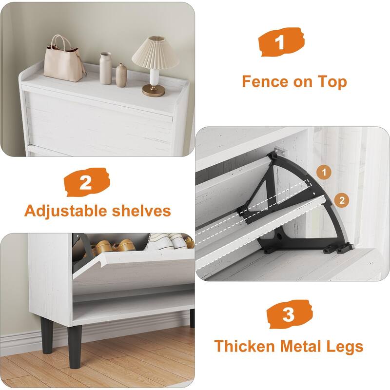 Shoe Cabinet with 3/2/4 Flip Drawers, Modern Shoe Storage for Entryway, Wooden Shoe Organizer Cabinet