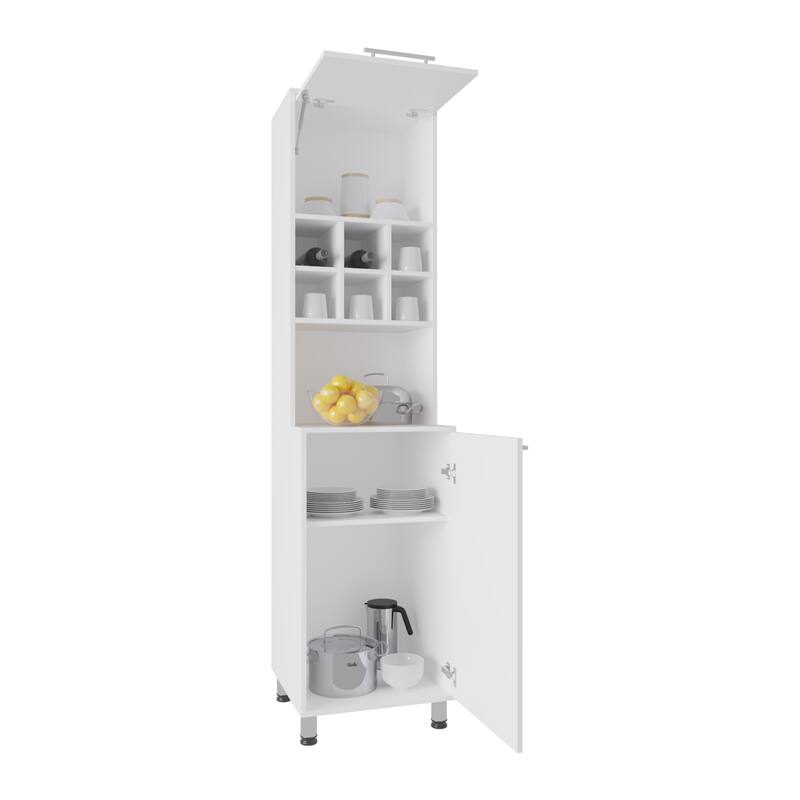 Attica 80" High Double Cabinet Kitchen Pantry , Storage Cabinet, Six spice Cubbies and Four Shelves for Kitchen, Garage White