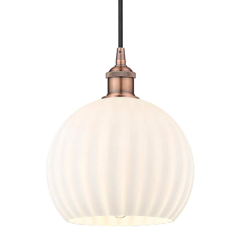 Innovations Lighting 616-1P 12 10 White Venetian Pendant White - Antique Copper
