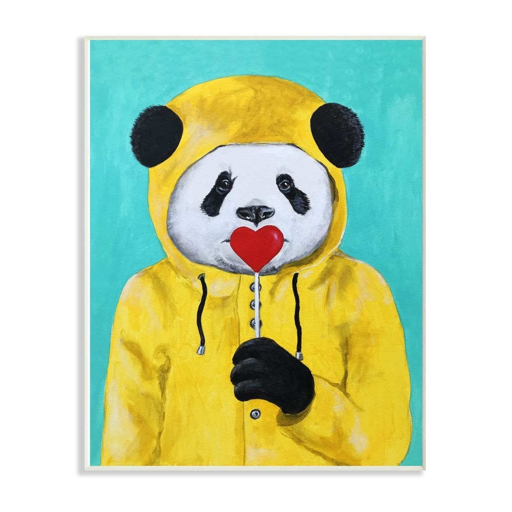 Shop The Stupell Home Decor Yellow Coat Panda With A Lollipop Wall