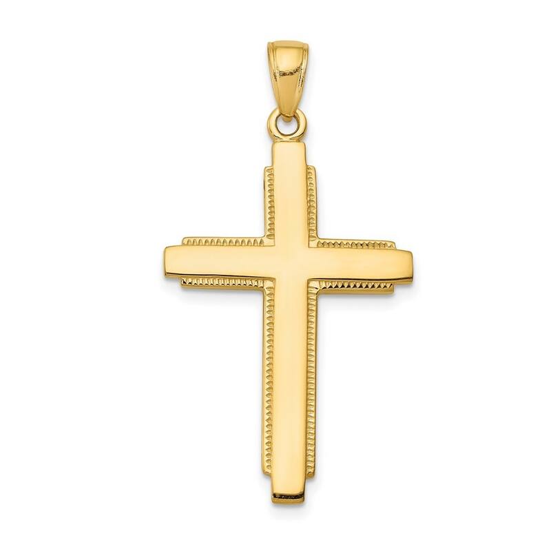 Curata 14k Yellow Gold 18" Polished Solid Cross Pendant Necklace