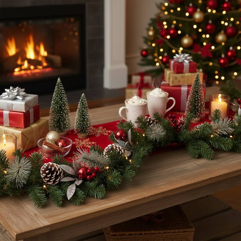 6' x 9" Decorated Frosted Pine Cone Berries Artificial Christmas Garl