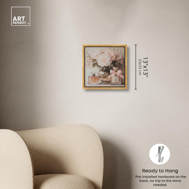 Peach Perfume Flowers in Vase Canvas by Art Remedy