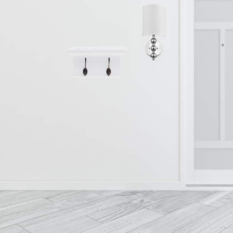 HomeRoots Classic White Two Hook Hanging Coat Rack - 15.75 in. x 7.87 in. x 3.94 in. - 15.75 in. x 7.87 in.  x 3.94 in.