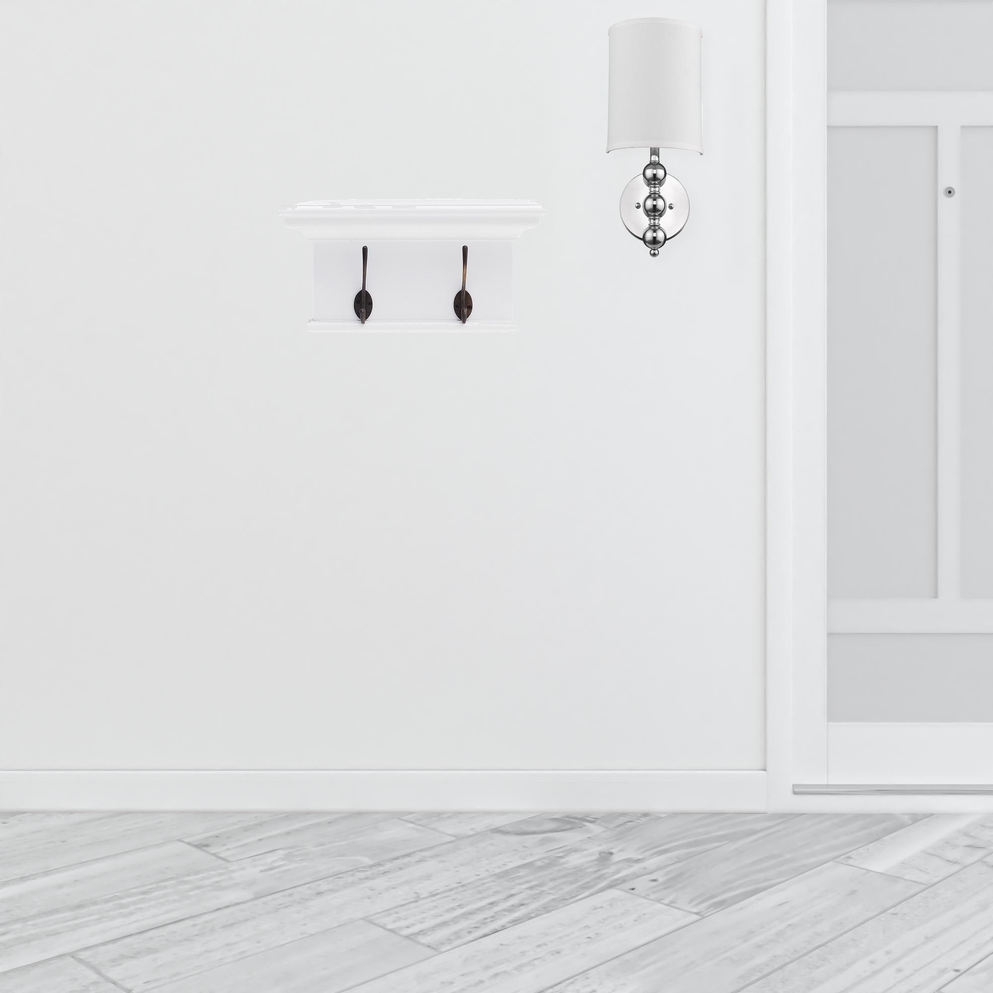 HomeRoots Classic White Two Hook Hanging Coat Rack - 15.75 in. x 7.87 in. x 3.94 in.
