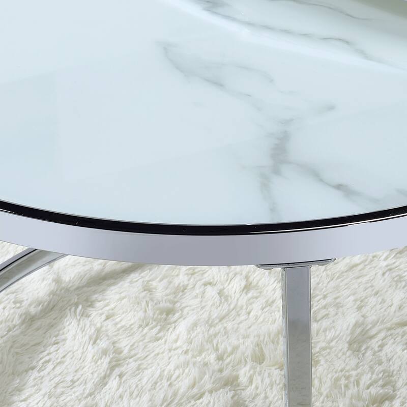 Steve Silver Realm Round Faux Marble Top Side Table