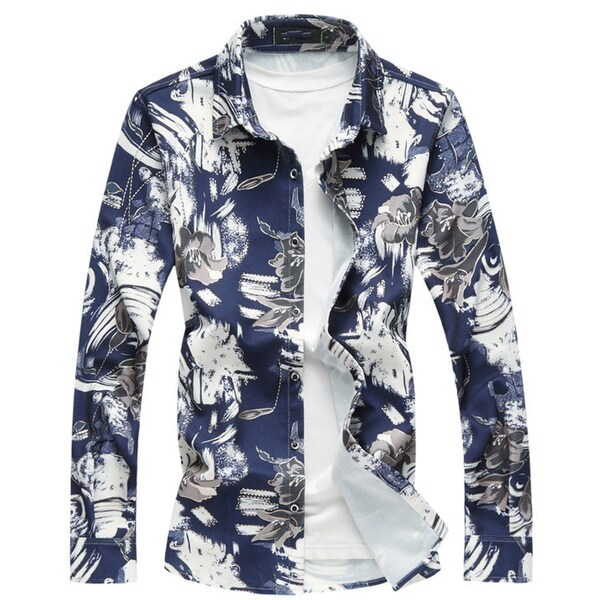 Shop Mens Dress Shirts Long Sleeve Floral Printed Slim Fit ...