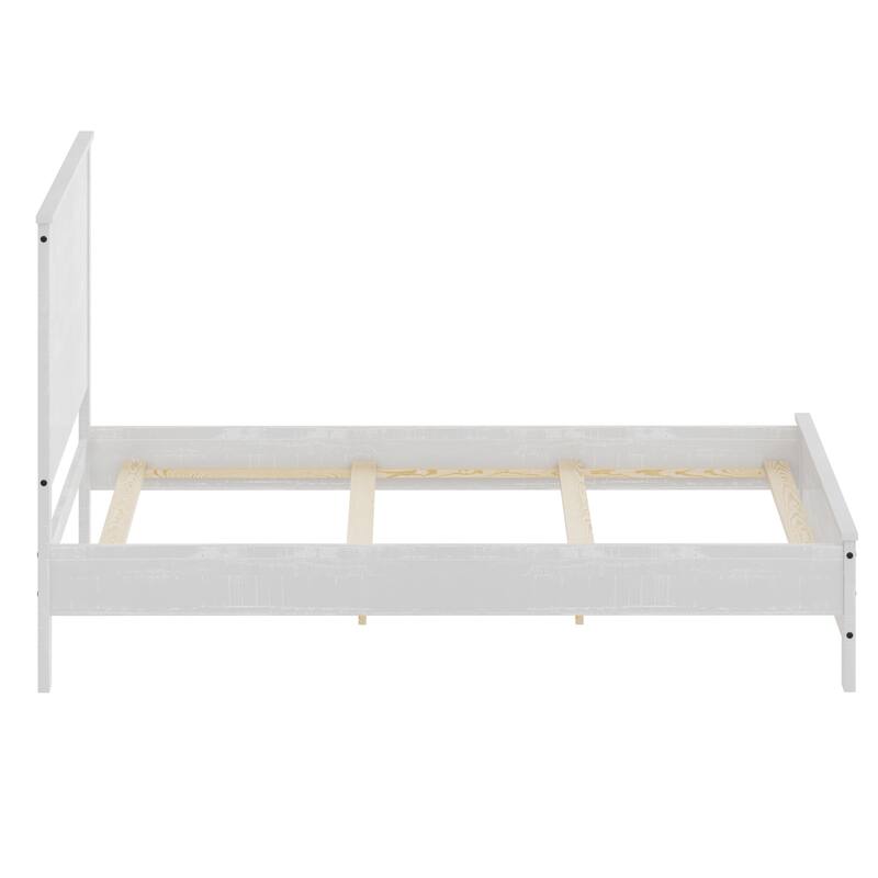 Solid Wood Bed, Modern Rustic Wooden Full Size Bed Frame Box Spring Needed