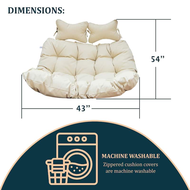 Egg Swing Chair Cushion Durable Weather Resistant Polyester Fits 2 People by LeisureMod