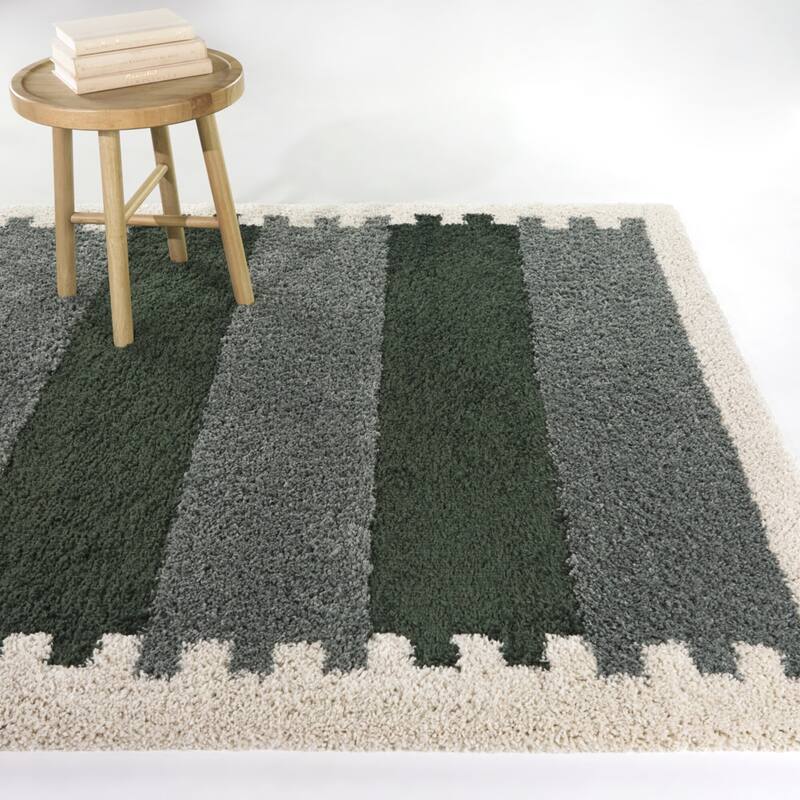 Caproni Transitional Striped Area Rug - 7'10" x 10' - Grey - Rectangle