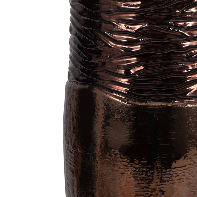 Sagebrook Home Modern Glass Bronze Cylinder Textured Enamel Vase