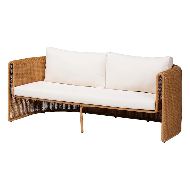 Carina Natural Rattan 3-Piece Living Room Set - Lounge Sofa and Armchairs with Handwoven U-Shaped Design for Modern Boho Spaces