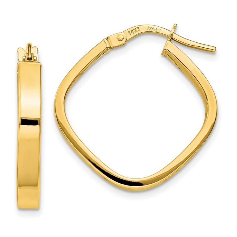 Curata 14k Yellow Gold Flat Edge Square Hoop Earrings - 27.25x27.35mm
