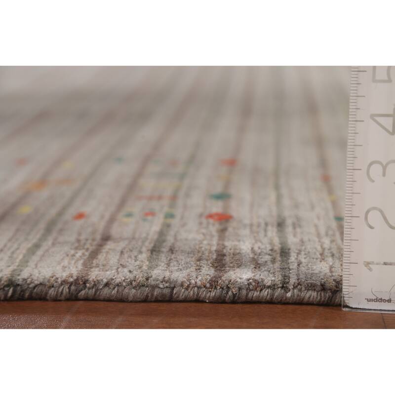 Striped Gabbeh Oriental Square Area Rug Hand-Knotted Wool Carpet - 9'10" x 9'10"