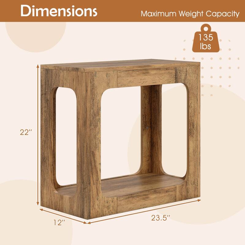 Costway 1/2 PCS 2-Tier End Table with Storage Shelf Hollow-out Design