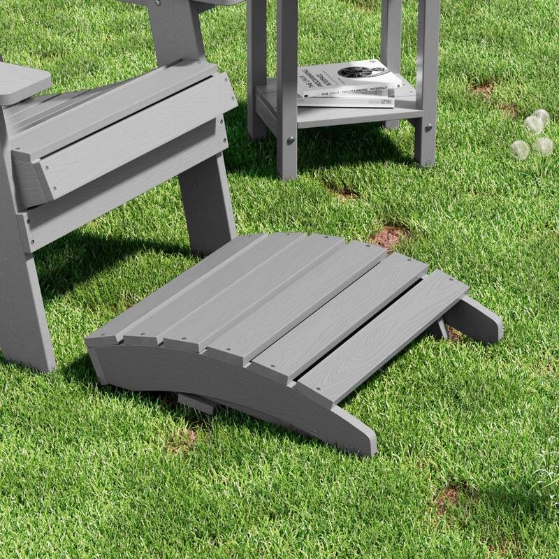 WINSOON 2-Piece All Weather HIPS Outdoor Adirondack Chair with Cup-Holder and Ottoman
