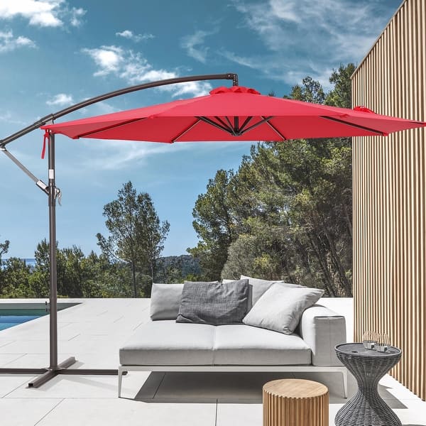 base for cantilever patio umbrella CLOUDFLY 4 Piece Square Cantilever Patio Umbrella Base Suitable for All Kinds of Cross Stand in Black