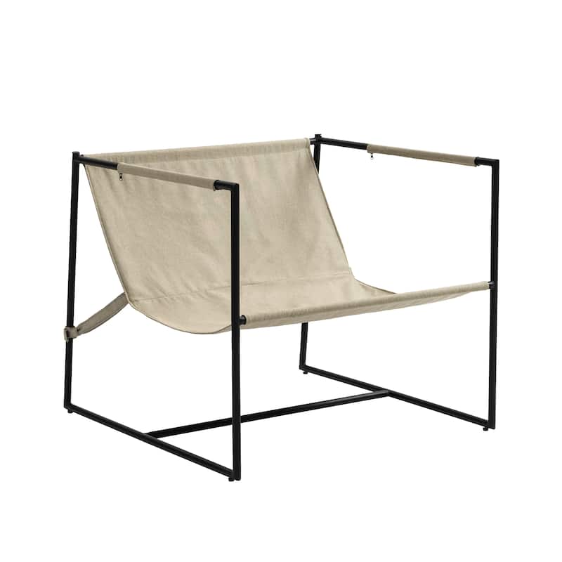 Modern Metal Frame Upholstered Sling Accent Armchair