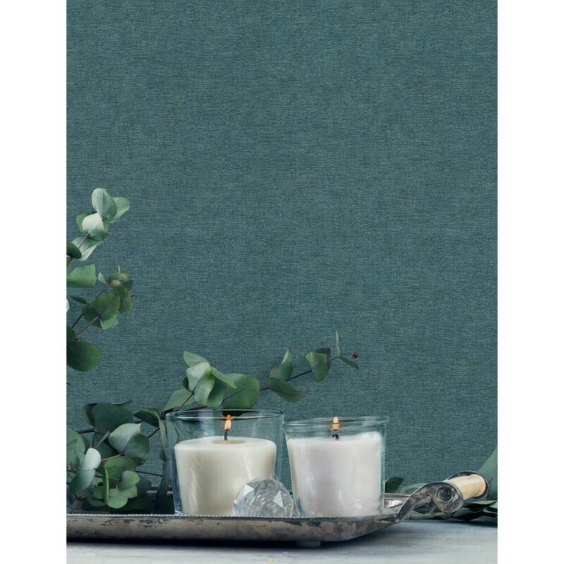 Chesapeake Tansy Teal Distressed Wallpaper