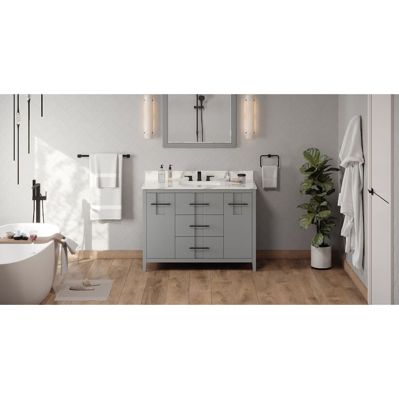 Jeffrey Alexander VKITKAT48R-QUARTZ Katara 48" Free Standing Vanity