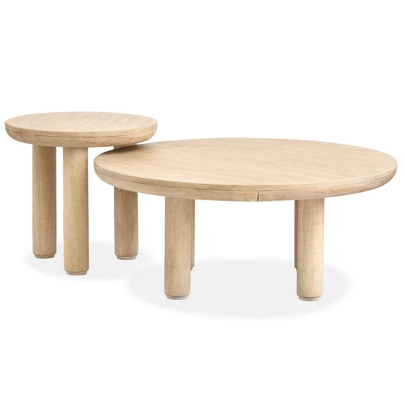 Salt Life Home Sunset Cove Sanibel Brown Nesting Cocktail Table with Casters - 38''W x 38''D x 16''H