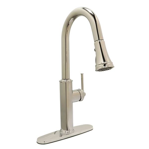 Crest Kitchen Faucet with Boost Sprayer & Deck Plate in a PVD Polished  Nickel Finish - For 1 or 3 Hole Installation