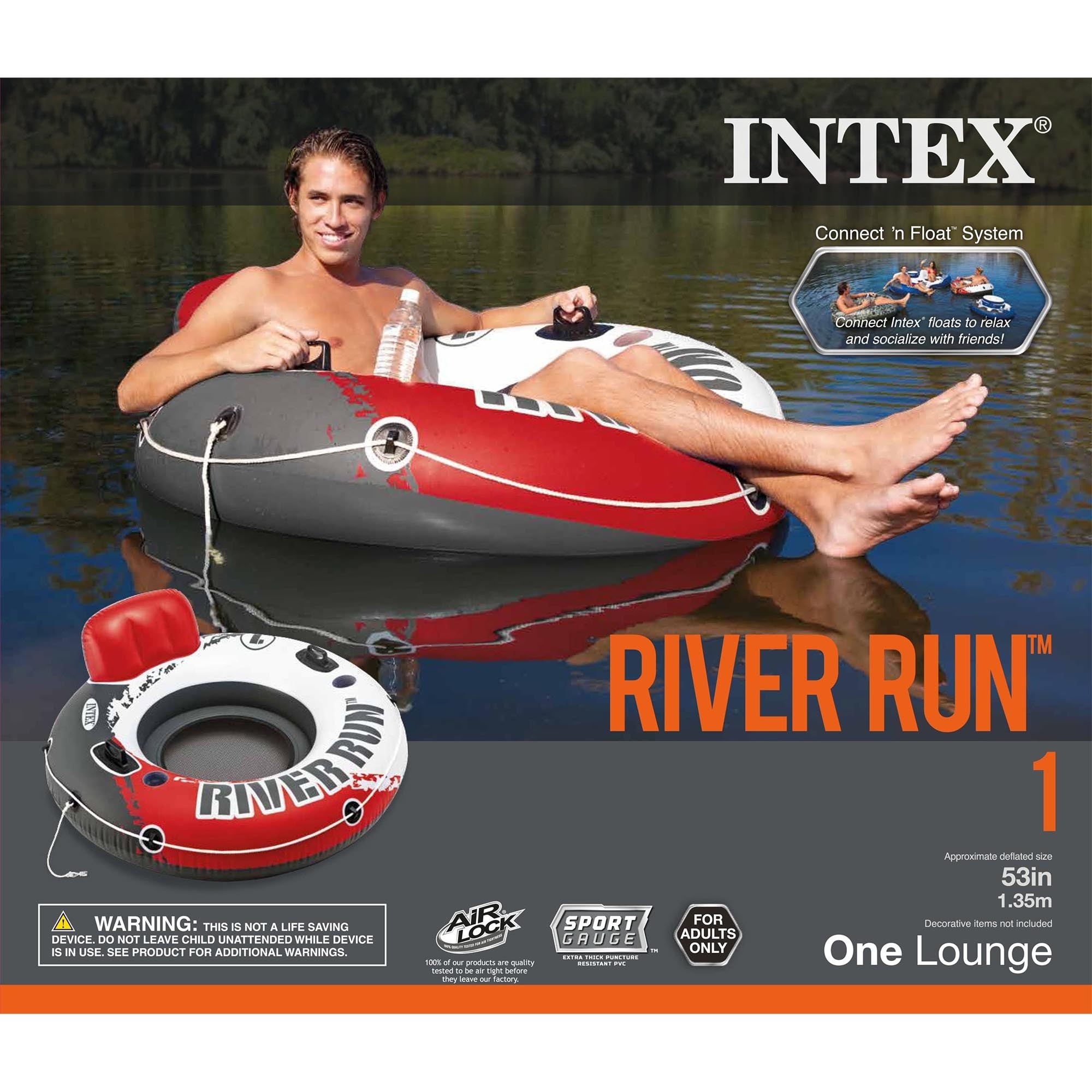 Intex River Run 53" Inflatable Floating Water Tube Lake Pool Ocean Raft 10 Pack 