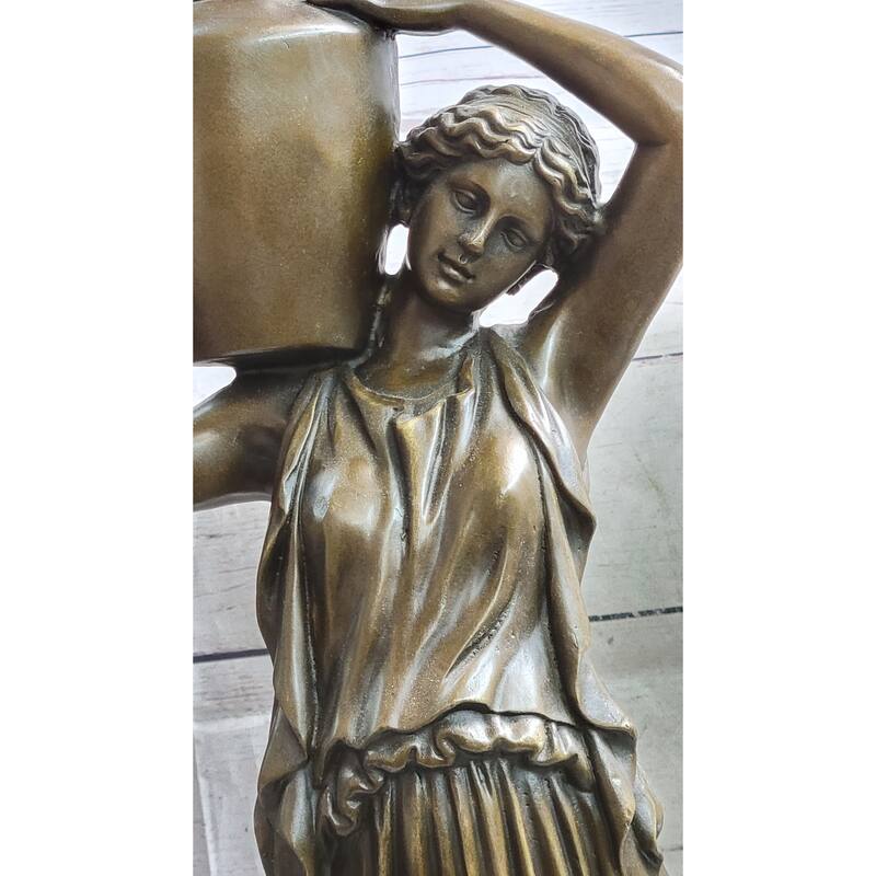 Female Water Bearer Greek Roman Woman Carrying Jug Bronze Sculpture Statue Decor
