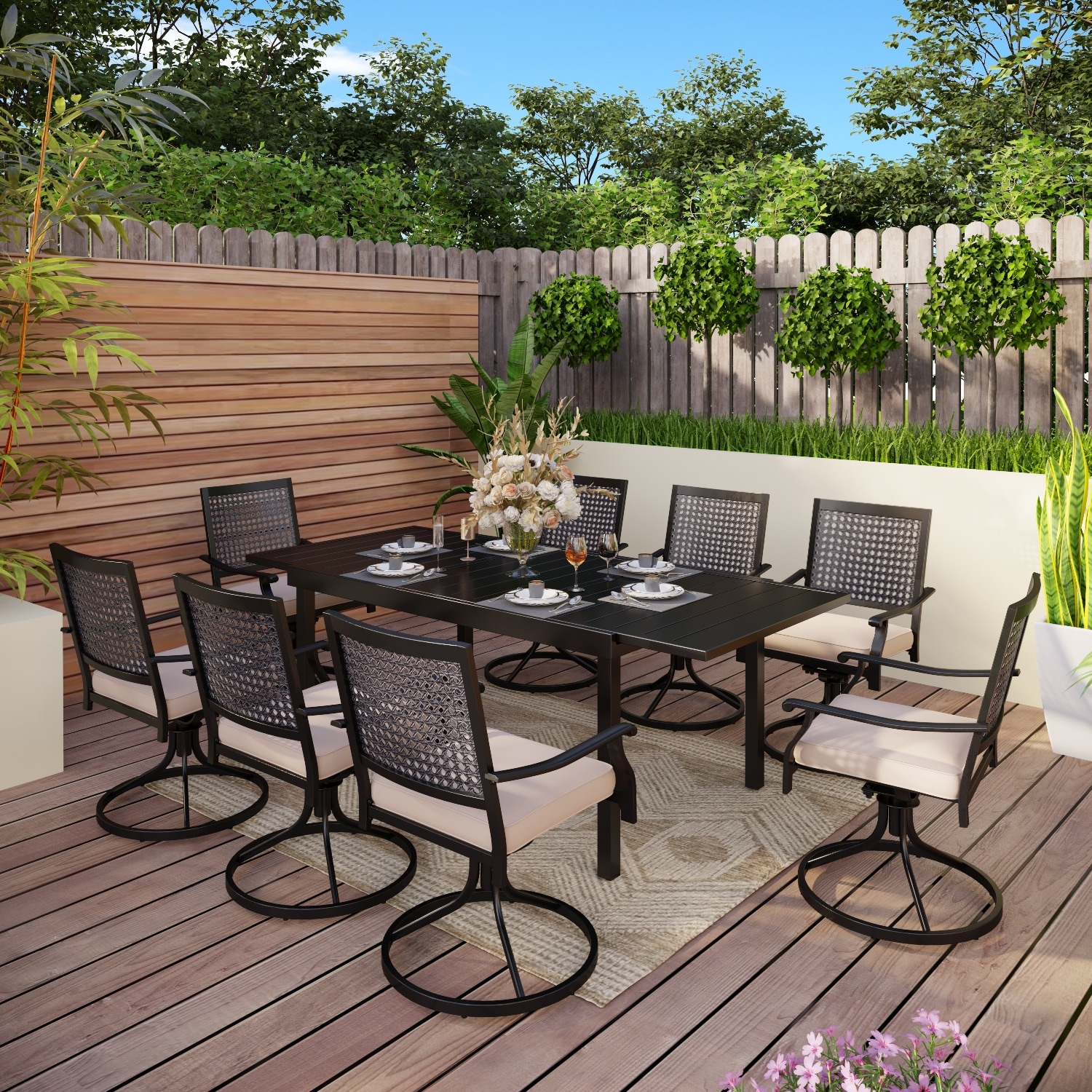 9 piece metal outdoor online dining set